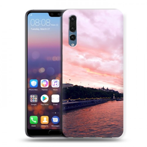 Дизайнерский силиконовый с усиленными углами чехол для Huawei P20 Pro Закат