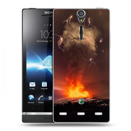 Дизайнерский пластиковый чехол для Sony Xperia S вулкан