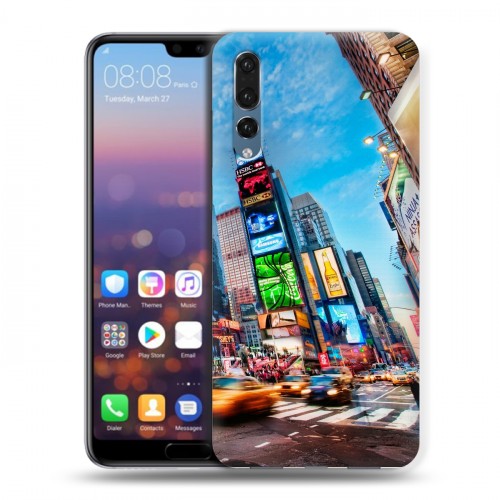 Дизайнерский силиконовый с усиленными углами чехол для Huawei P20 Pro Нью-Йорк