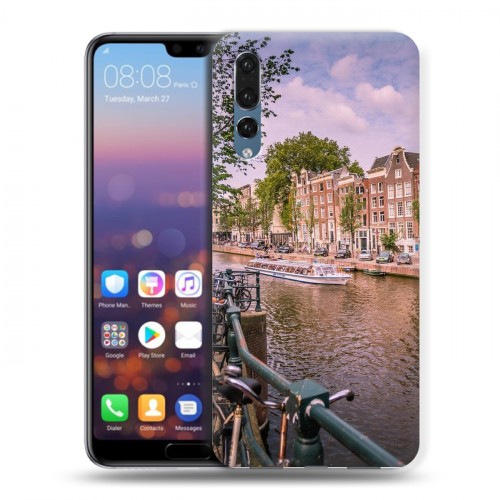 Дизайнерский силиконовый с усиленными углами чехол для Huawei P20 Pro амстердам