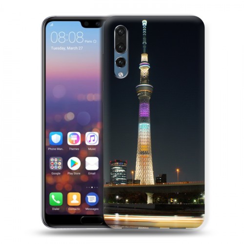 Дизайнерский силиконовый с усиленными углами чехол для Huawei P20 Pro Токио