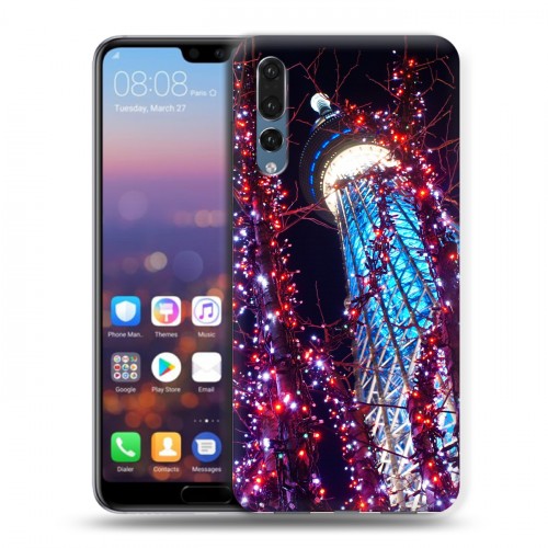 Дизайнерский силиконовый с усиленными углами чехол для Huawei P20 Pro Токио