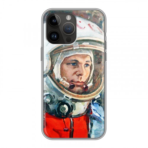 Дизайнерский силиконовый чехол для Iphone 14 Pro Max Юрий Гагарин