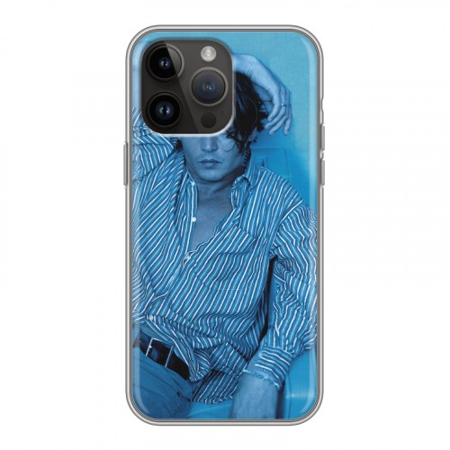 Дизайнерский силиконовый с усиленными углами чехол для Iphone 14 Pro Max Джонни Депп