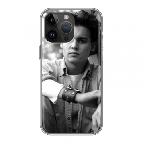 Дизайнерский силиконовый с усиленными углами чехол для Iphone 14 Pro Max Джонни Депп