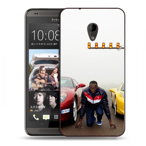 Дизайнерский пластиковый чехол для HTC Desire 700 Усейн Болт