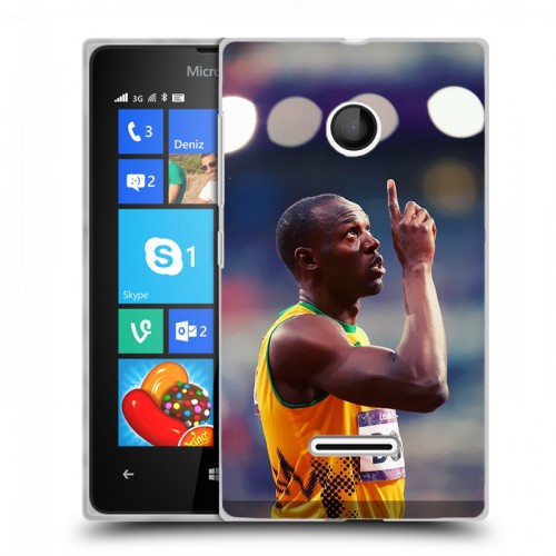 Дизайнерский пластиковый чехол для Microsoft Lumia 435 Усейн Болт