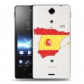 Полупрозрачный дизайнерский пластиковый чехол для Sony Xperia TX флаг Испании