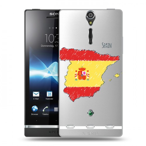 Полупрозрачный дизайнерский пластиковый чехол для Sony Xperia S флаг Испании