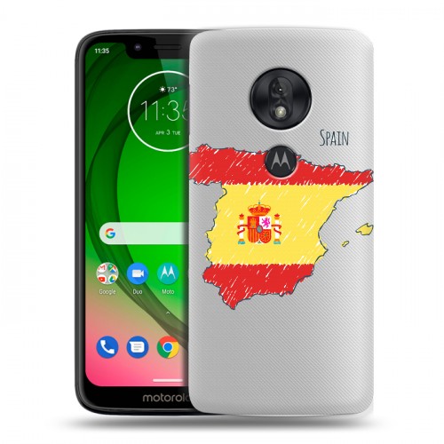 Полупрозрачный дизайнерский пластиковый чехол для Motorola Moto G7 Play флаг Испании