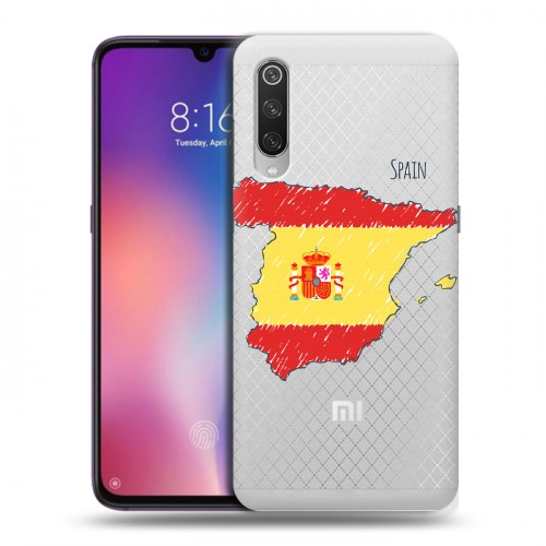 Полупрозрачный дизайнерский силиконовый с усиленными углами чехол для Xiaomi Mi9 флаг Испании