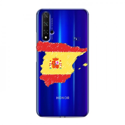 Полупрозрачный дизайнерский пластиковый чехол для Huawei Honor 20 флаг Испании