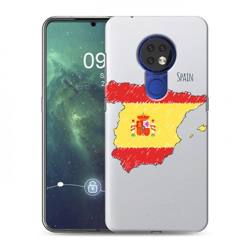 Полупрозрачный дизайнерский пластиковый чехол для Nokia 6.2 флаг Испании