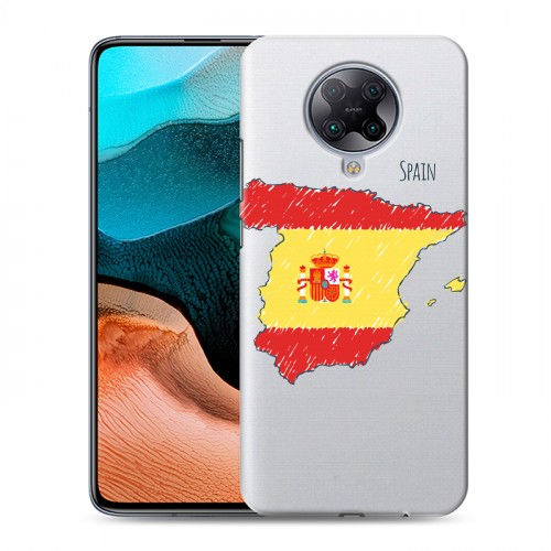 Полупрозрачный дизайнерский силиконовый с усиленными углами чехол для Xiaomi RedMi K30 Pro флаг Испании