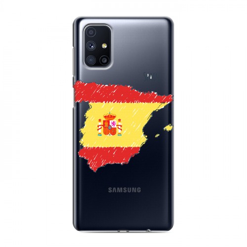 Полупрозрачный дизайнерский силиконовый с усиленными углами чехол для Samsung Galaxy M51 флаг Испании