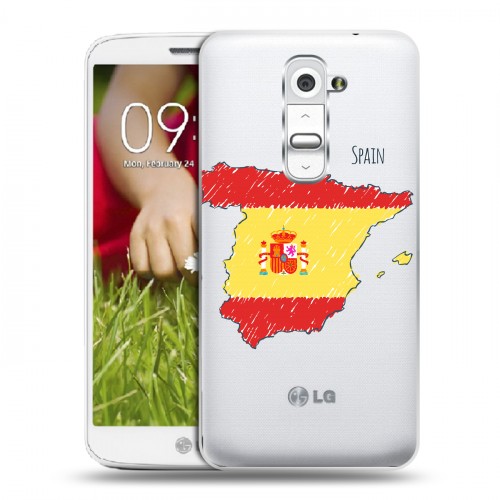 Полупрозрачный дизайнерский пластиковый чехол для LG Optimus G2 mini флаг Испании