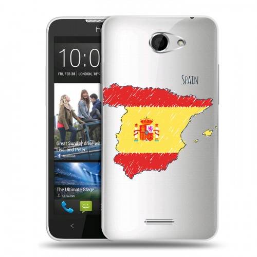 Полупрозрачный дизайнерский пластиковый чехол для HTC Desire 516 флаг Испании