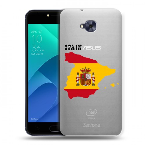 Полупрозрачный дизайнерский пластиковый чехол для ASUS ZenFone 4 Selfie флаг Испании