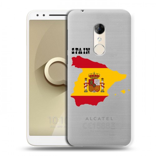 Полупрозрачный дизайнерский пластиковый чехол для Alcatel 3 флаг Испании