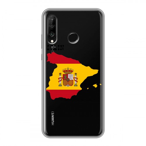 Полупрозрачный дизайнерский силиконовый с усиленными углами чехол для Huawei P30 Lite флаг Испании