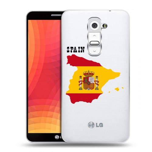 Полупрозрачный дизайнерский пластиковый чехол для LG Optimus G2 флаг Испании