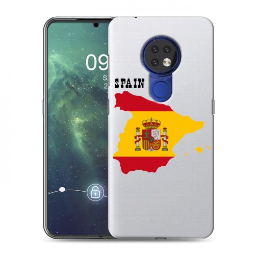 Полупрозрачный дизайнерский пластиковый чехол для Nokia 6.2 флаг Испании