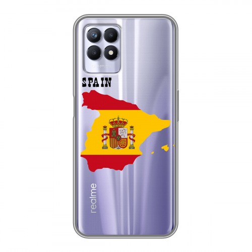 Полупрозрачный дизайнерский силиконовый с усиленными углами чехол для Realme 8i флаг Испании