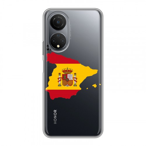 Полупрозрачный дизайнерский силиконовый с усиленными углами чехол для Huawei Honor X7 флаг Испании