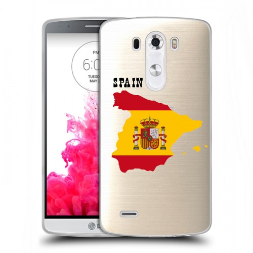 Полупрозрачный дизайнерский силиконовый чехол для LG G3 (Dual-LTE) флаг Испании