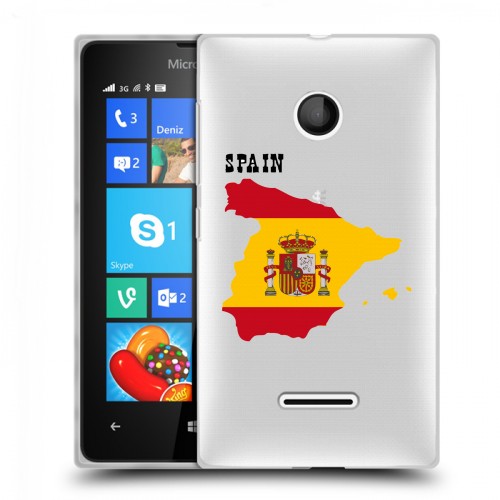 Полупрозрачный дизайнерский пластиковый чехол для Microsoft Lumia 435 флаг Испании