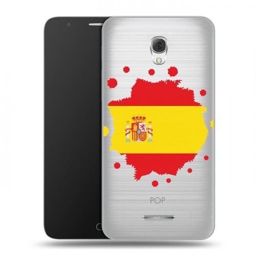 Полупрозрачный дизайнерский пластиковый чехол для Alcatel Pop 4 Plus флаг Испании