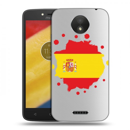 Полупрозрачный дизайнерский пластиковый чехол для Motorola Moto C Plus флаг Испании