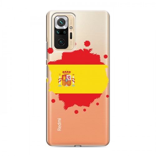 Полупрозрачный дизайнерский силиконовый чехол для Xiaomi RedMi Note 10 Pro флаг Испании