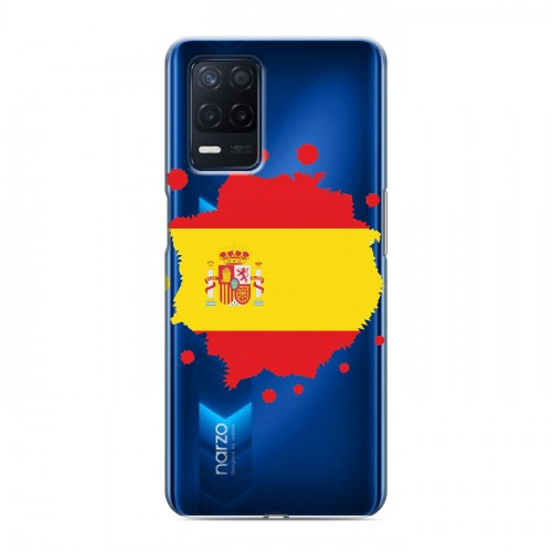 Полупрозрачный дизайнерский силиконовый с усиленными углами чехол для Realme Narzo 30 5G флаг Испании