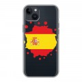 Полупрозрачный дизайнерский пластиковый чехол для Iphone 14 Plus флаг Испании