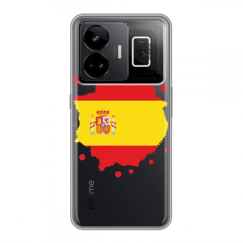 Полупрозрачный дизайнерский силиконовый с усиленными углами чехол для Realme GT3 флаг Испании