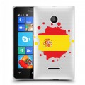 Полупрозрачный дизайнерский пластиковый чехол для Microsoft Lumia 435 флаг Испании