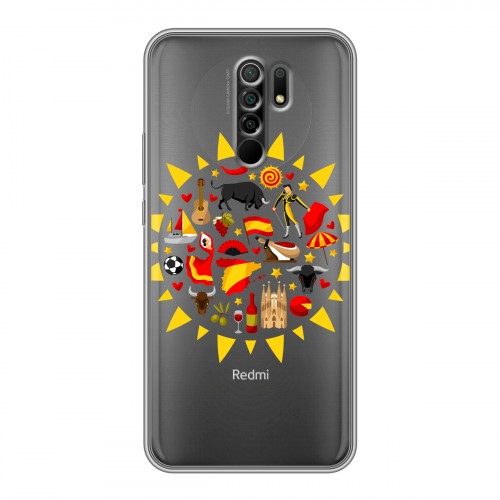 Полупрозрачный дизайнерский пластиковый чехол для Xiaomi RedMi 9 флаг Испании