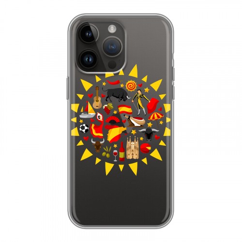 Полупрозрачный дизайнерский силиконовый чехол для Iphone 14 Pro Max флаг Испании