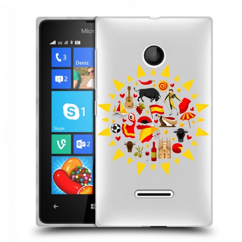 Полупрозрачный дизайнерский пластиковый чехол для Microsoft Lumia 435 флаг Испании