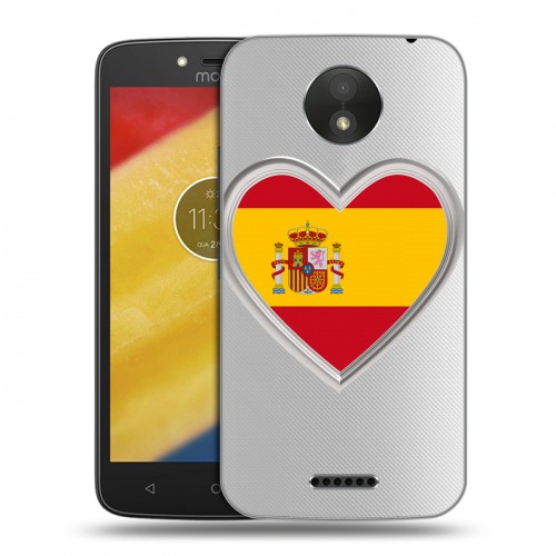 Полупрозрачный дизайнерский пластиковый чехол для Motorola Moto C Plus флаг Испании