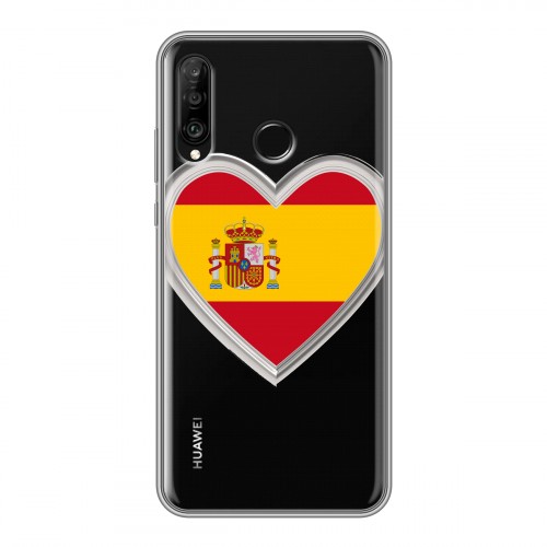 Полупрозрачный дизайнерский силиконовый с усиленными углами чехол для Huawei P30 Lite флаг Испании