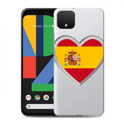 Полупрозрачный дизайнерский пластиковый чехол для Google Pixel 4 XL флаг Испании