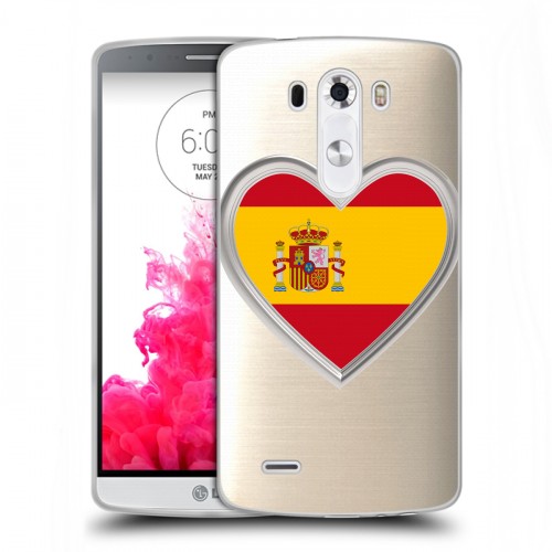 Полупрозрачный дизайнерский пластиковый чехол для LG G3 (Dual-LTE) флаг Испании