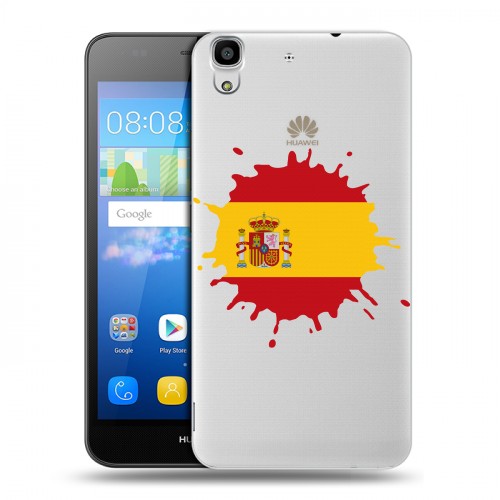 Полупрозрачный дизайнерский пластиковый чехол для Huawei Y6 флаг Испании