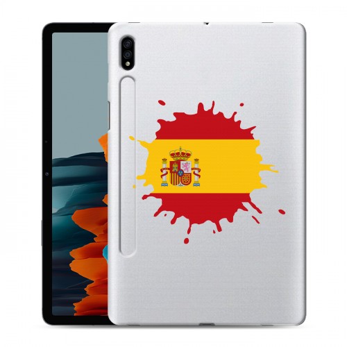 Полупрозрачный дизайнерский пластиковый чехол для Samsung Galaxy Tab S7 флаг Испании