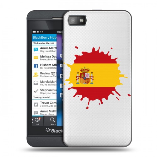 Полупрозрачный дизайнерский пластиковый чехол для BlackBerry Z10 флаг Испании