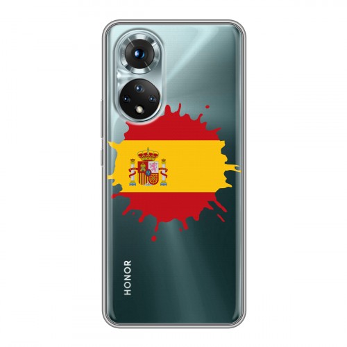 Полупрозрачный дизайнерский силиконовый с усиленными углами чехол для Huawei Honor 50 флаг Испании