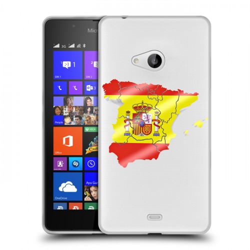 Полупрозрачный дизайнерский пластиковый чехол для Microsoft Lumia 540 флаг Испании