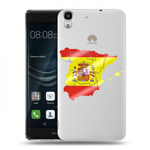 Полупрозрачный дизайнерский пластиковый чехол для Huawei Y6II флаг Испании